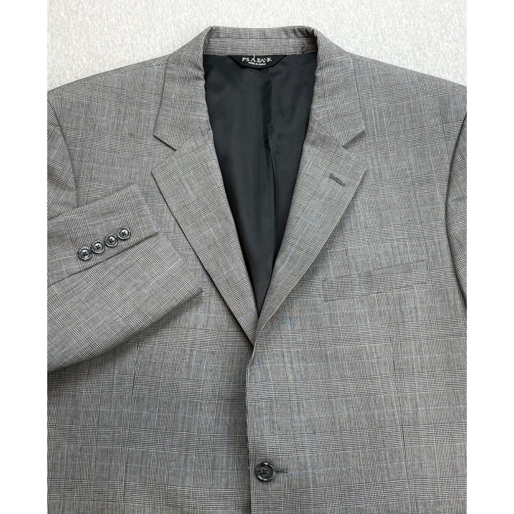 Jos A Bank Blazer Mens 44R Plaid 100% Wool 2-Button Single Breast Lined